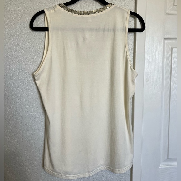 Basil & Maude by Anthropologie Ivory Tank Top with Sequin Trim - Picture 7 of 11